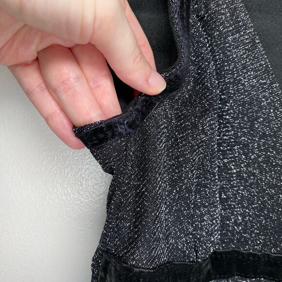 Mirror Sparkly Babydoll Coquette Empire Waist Mini Dress Velour Bow Flouncy Y2K - Picture 5 of 13